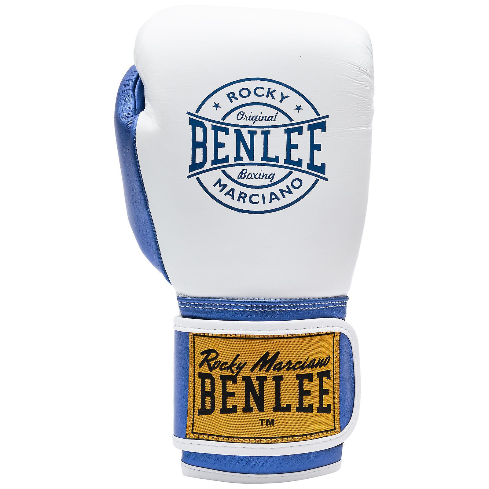 Benlee Boxing Gloves Leather Metalshire white/blue 14 oz