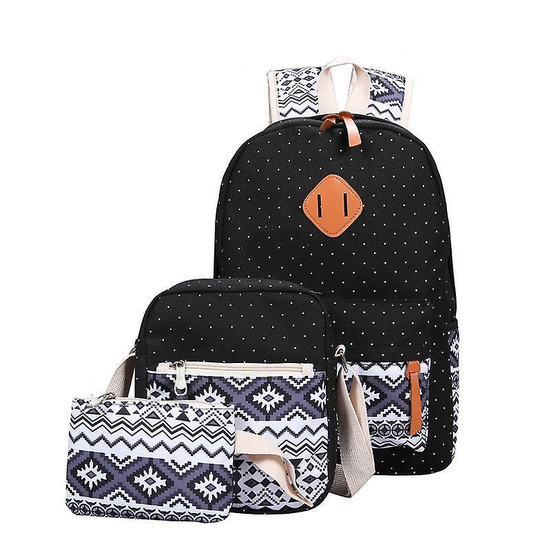 The Brands Market Breathable printing three-piece wave backpack Black