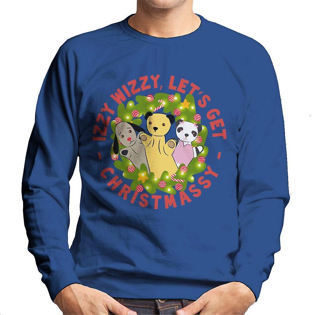 Sooty Christmas Illuminated Wreath Izzy Wizzy Lets Get Chrismassy Men's Sweatshirt Royal Blue XX-Large