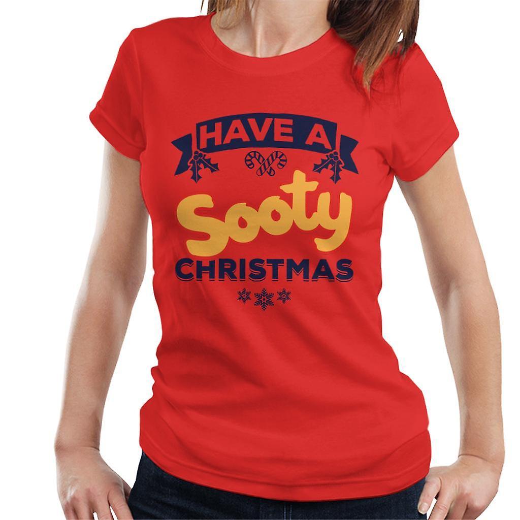 Sooty Christmas Have A Sooty Christmas Blue Banner Design Women's T-Shirt Red Large