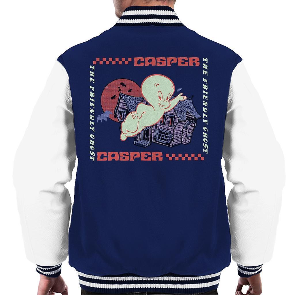 Casper The Friendly Ghost Check Square Men's Varsity Jacket Navy/White Large