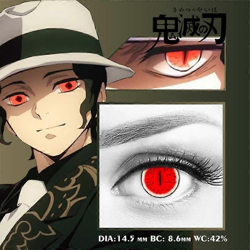 Redkid Contact Lens Pink Lenses 14.5mm Big Eyes Halloween Red Lens Anime Color contact lenses Pupils for Cosplay Muzan