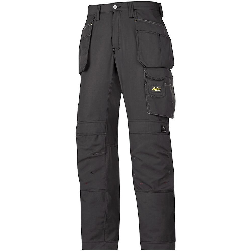 Snickers Mens Ripstop Craftsmen Lightweight Reinforced Work Trousers Navy/Black 36R- Waist 36", Inside Leg 31"