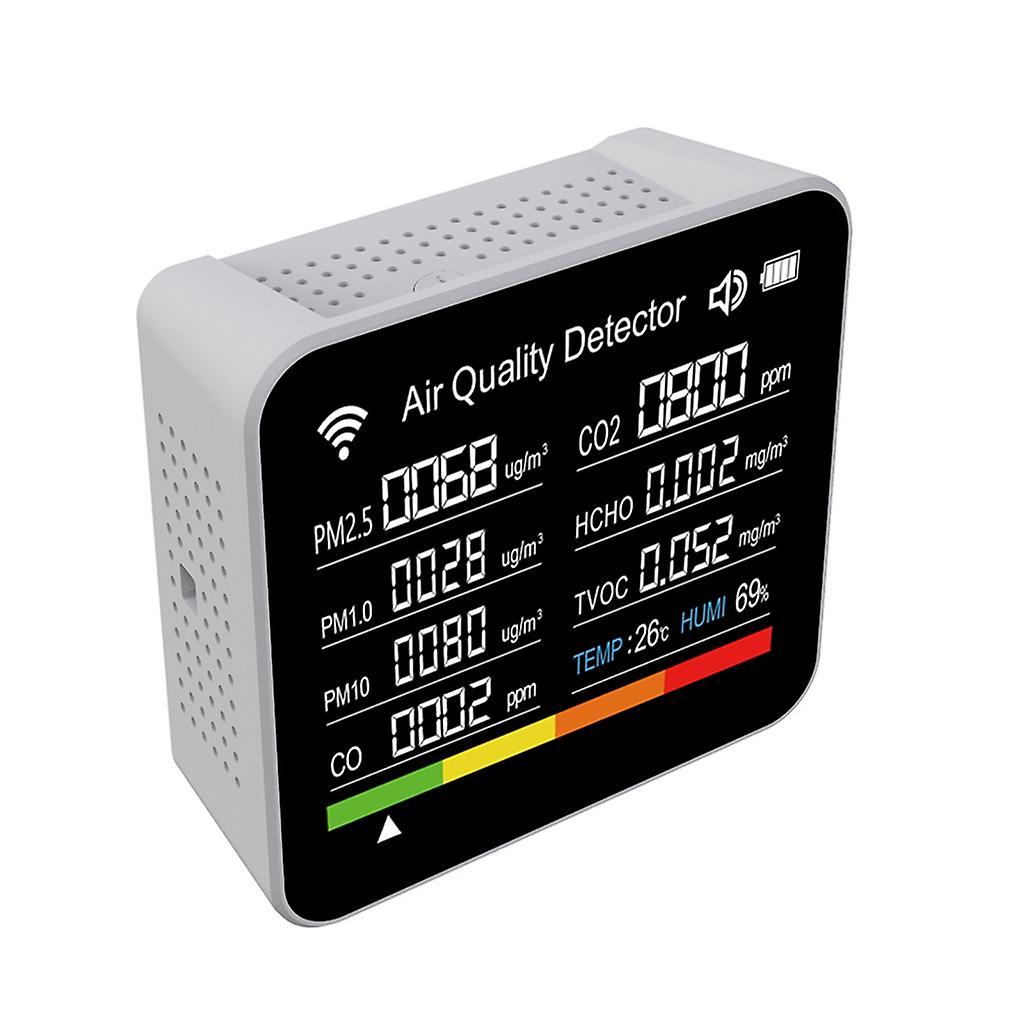 unbrand Air Quality Monitors Co2 Meter Carbon Dioxide Detectors Temperature Humidity White