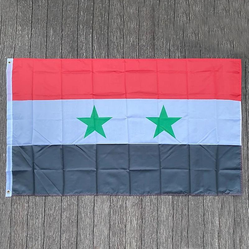 Scitoo New  Syria  Flag 3ft X 5ft Hanging Syria Flag Polyester Standard Flag Banner White 90 x 150cm