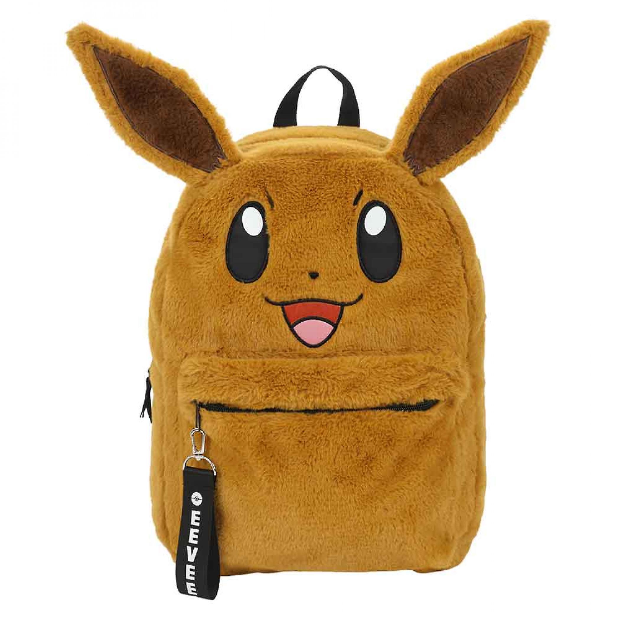 Video Games Pokemon Eevee 3D Faux Fur Laptop Backpack Brown