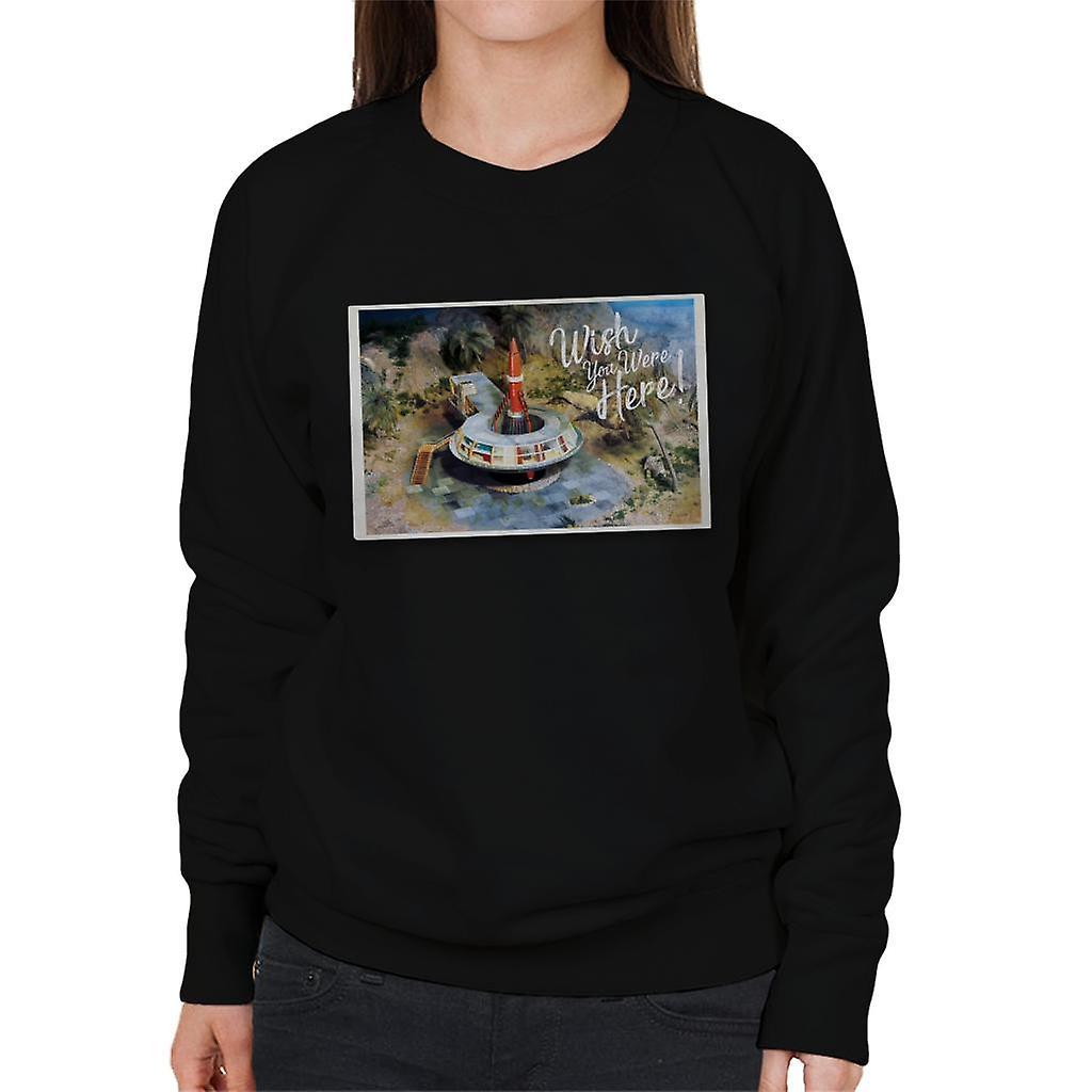 Thunderbirds Wish You Were Here Postcard Design Women's Sweatshirt Black Large