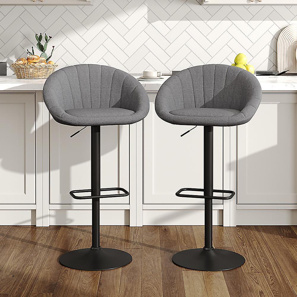 Living And Home 2 Set Chic Swivel Breakfast Bar Stools Grey