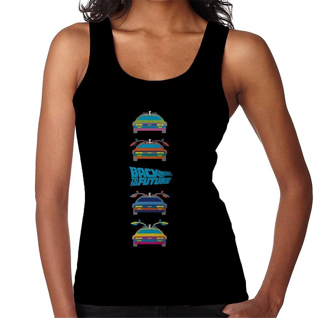 Back to the Future Delorean Doors Opening Colourful Design Women's Vest Black Large