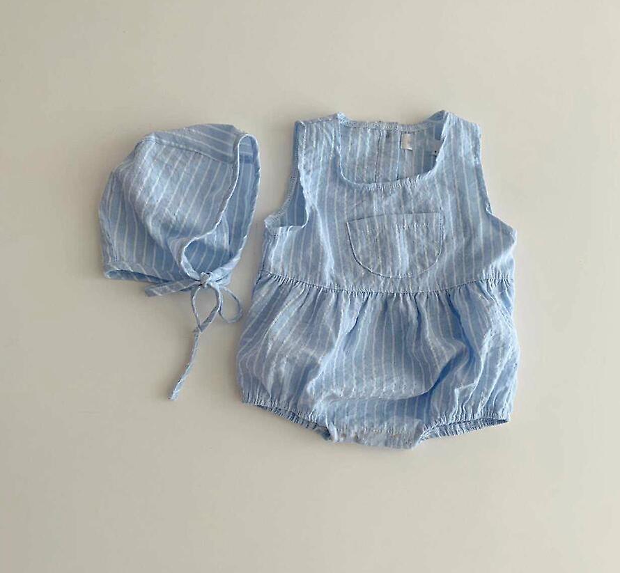 Slowmoose Cute Sleeveless, Knitted Romper- Jumpsuit For Babies 200409 Blue 3M