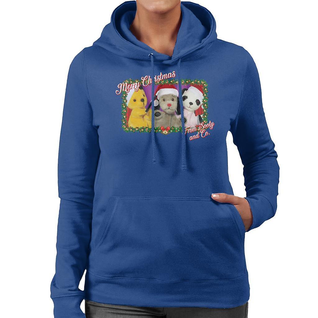 Sooty Christmas Merry Xmas From Sooty And Co Women's Hooded Sweatshirt Royal Blue Small