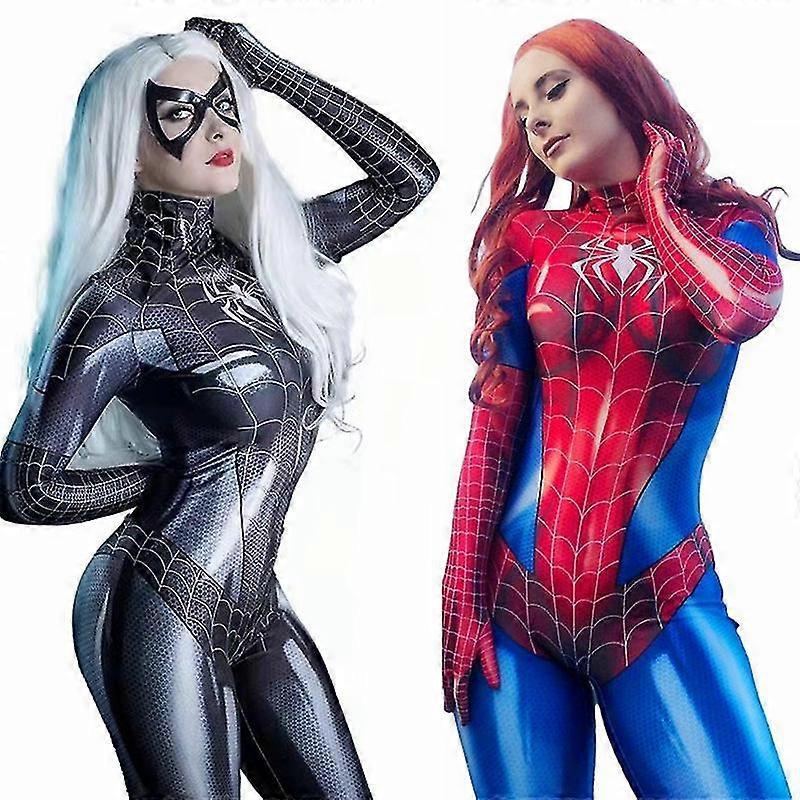 Weige Spider Woman Jumpsuit Cosplay Costume Spiderman Tights Bodysuit Red XL