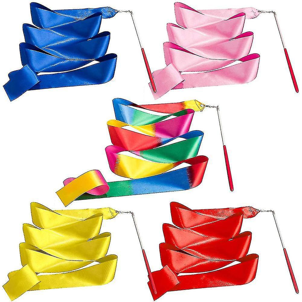 Nss Dance Ribbons Set, 5 Pcs 2m Artistic Streamer Rhythmic Gymnastics Ribbon Wands