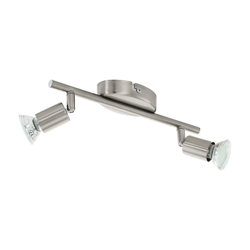 Eglo Lighting Buzz 2 Light Wall / Ceiling Spotlight Bar with Satin Nickel Finish, GU10