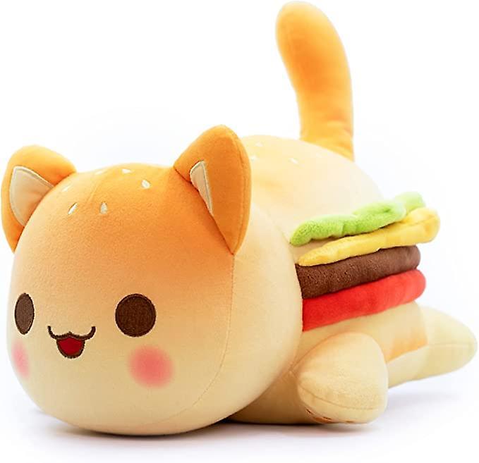 Darmowade 10 Inch Cute Cat Stuffed Animal Plush Pillow Soft Meemeows Cat Cheese Burger Plush Doll Birthday Gift For Fans Kids Hamburger Cat