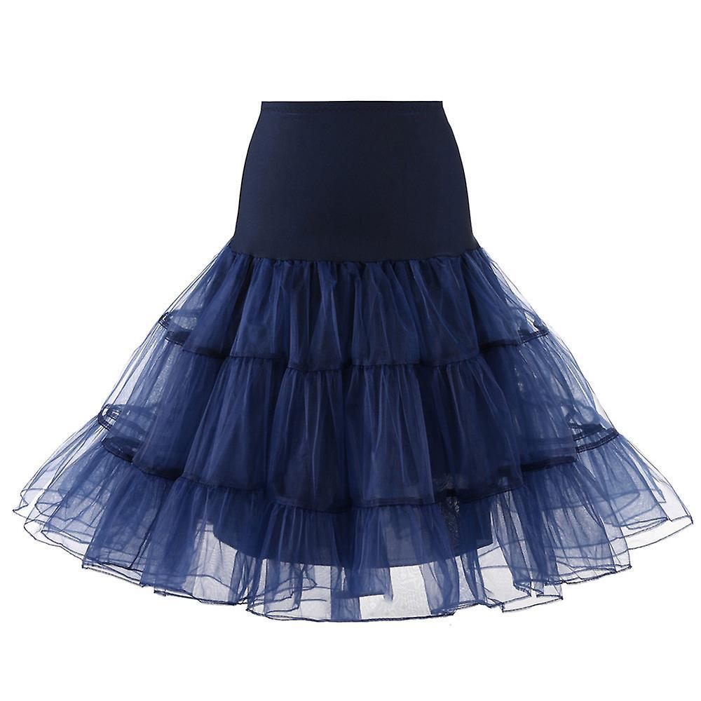 Mardi Gras Costume Women's Elastic Waist Tulle Petticoat Tutu Party Multilayer Cosplay Skirt Underskirt Navy