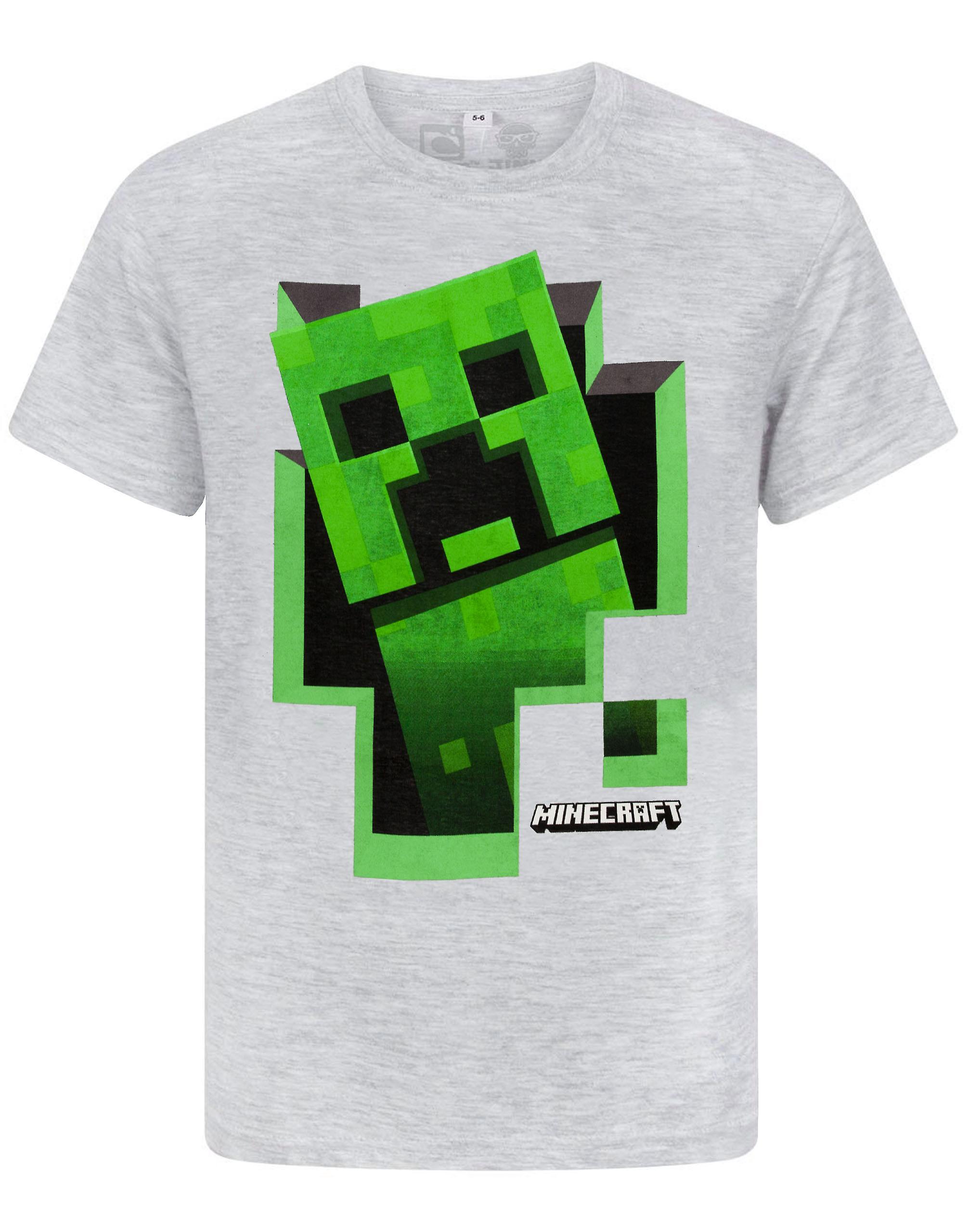 Minecraft Boys Short Sleeved T-Shirt Black Large Creeper Character Print 9-10 Years