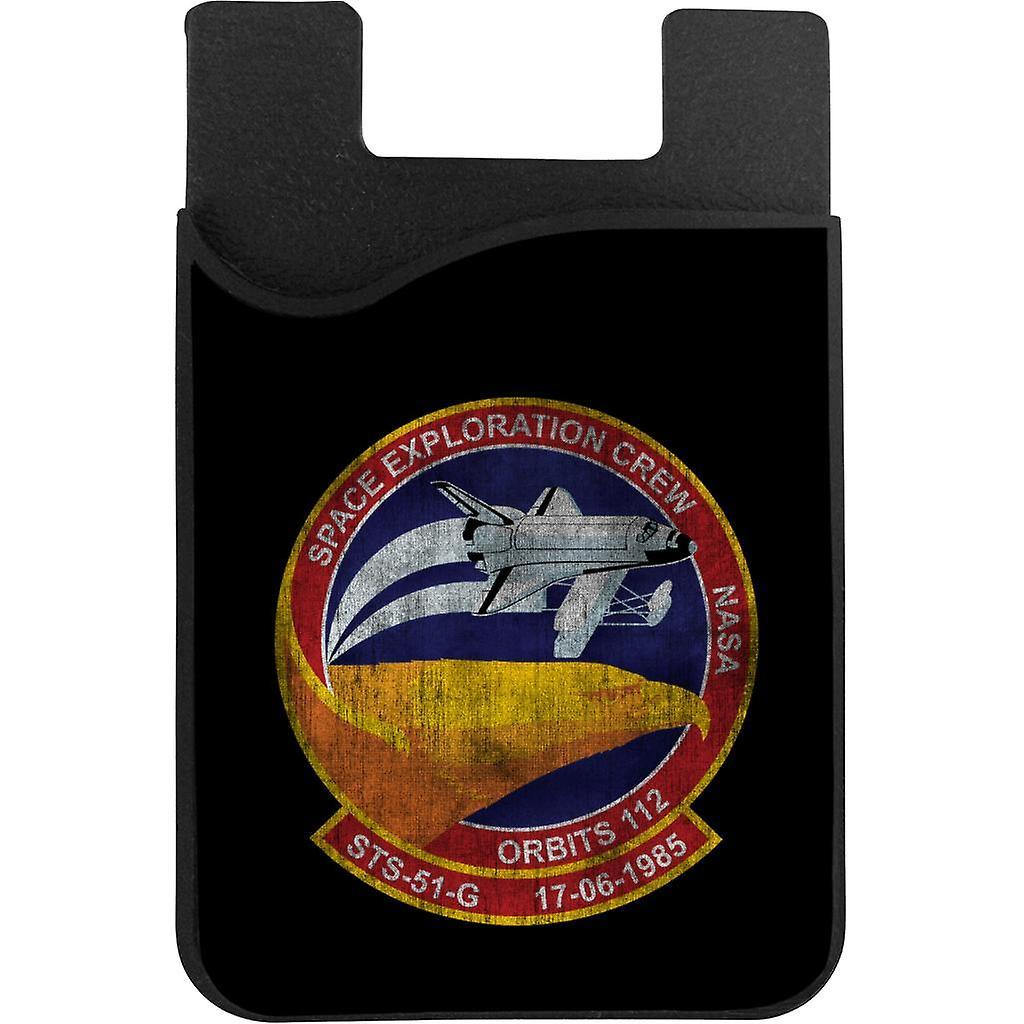 NASA STS 51 G Discovery Mission Badge Distressed Phone Card Holder Black 5.5cm x 8.5cm