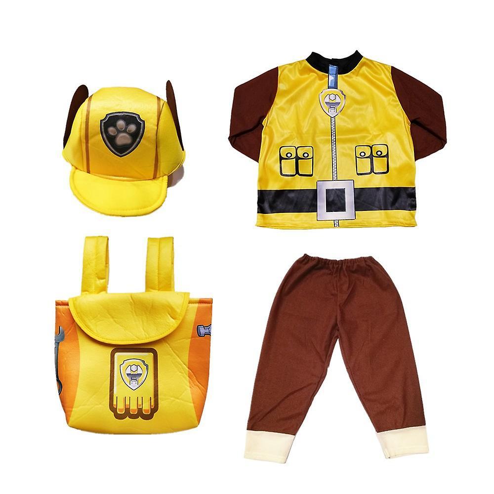 Hxetlv Boys Girls Rocky Rubble Skye Marshall Zuma Chase Cosplay Costume Kids Children Birthday Party Gift Fancy Dress XS 95-105 CM Yellow Bag Set