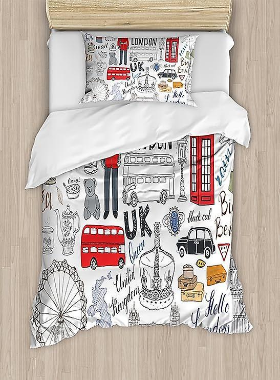 Duvet Cover Set I Love London Double Decker Bus Telephone Booth  Microfiber Bedding Duvet Cover Sets 1 Duvet Cover And 1/2 Pillowshams 135x200cm