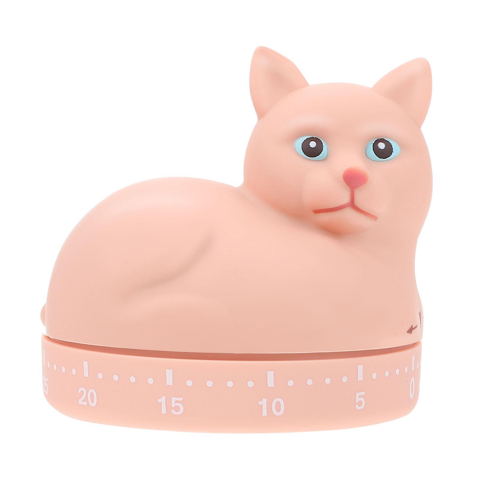 Tinksky 1Pc Kitchen Mechanical Timer Cartoon Cat Shape Timer Kitchen Baking Timer Pink 6X6X5.7CM