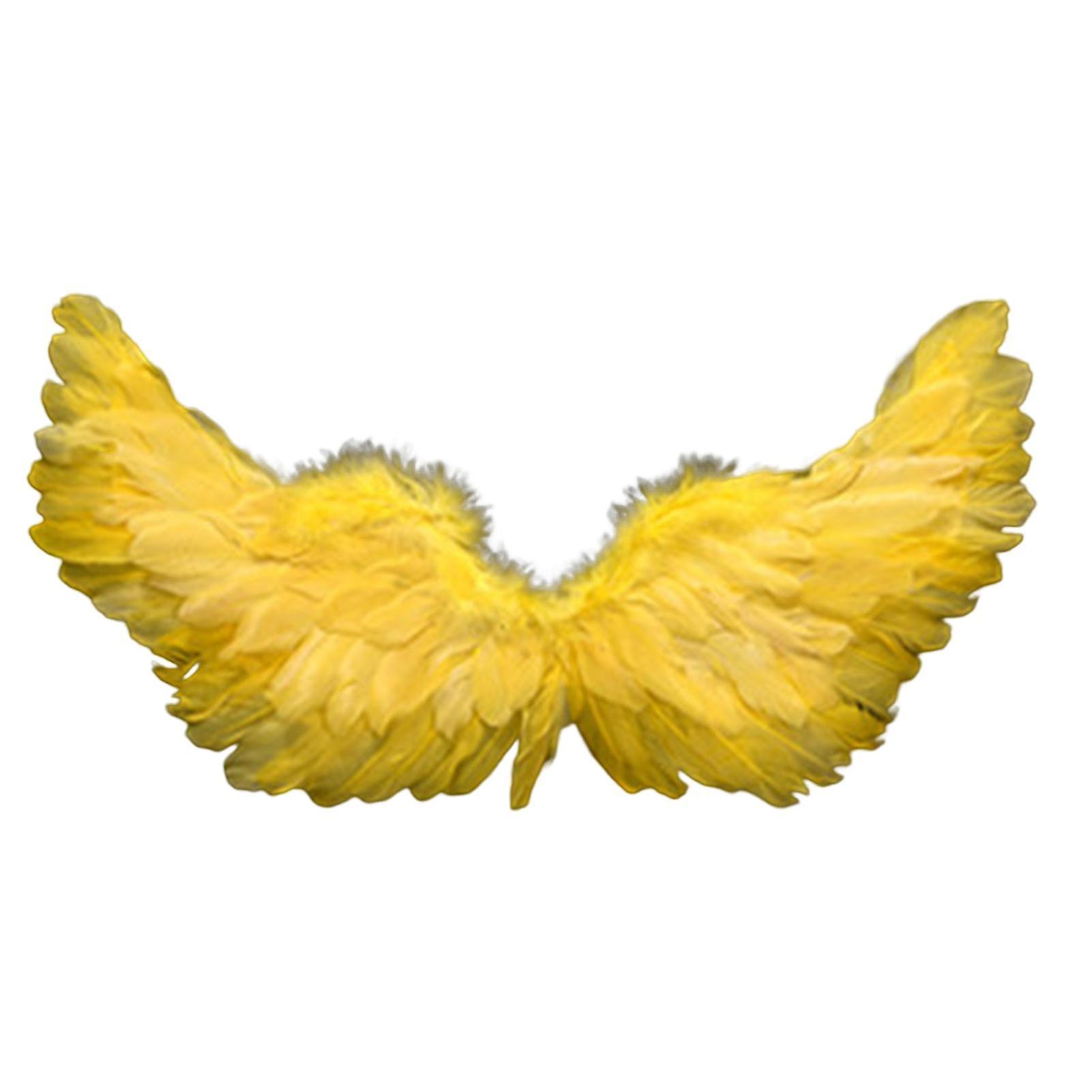 SIJIALI Angel Feather Wings with Elastic Straps Bright Color Lightweight Costume Cosplay Wings Photography Yellow