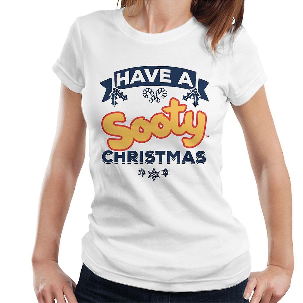 Sooty Christmas Have A Sooty Christmas Blue Banner Design Women's T-Shirt White Large