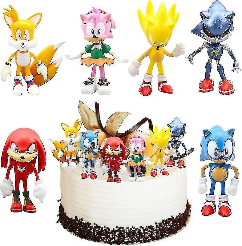 Sonic cake decoration, 6 pieces of Sonic cake decorations, cake decoration figures, sonic children's  SHZnv