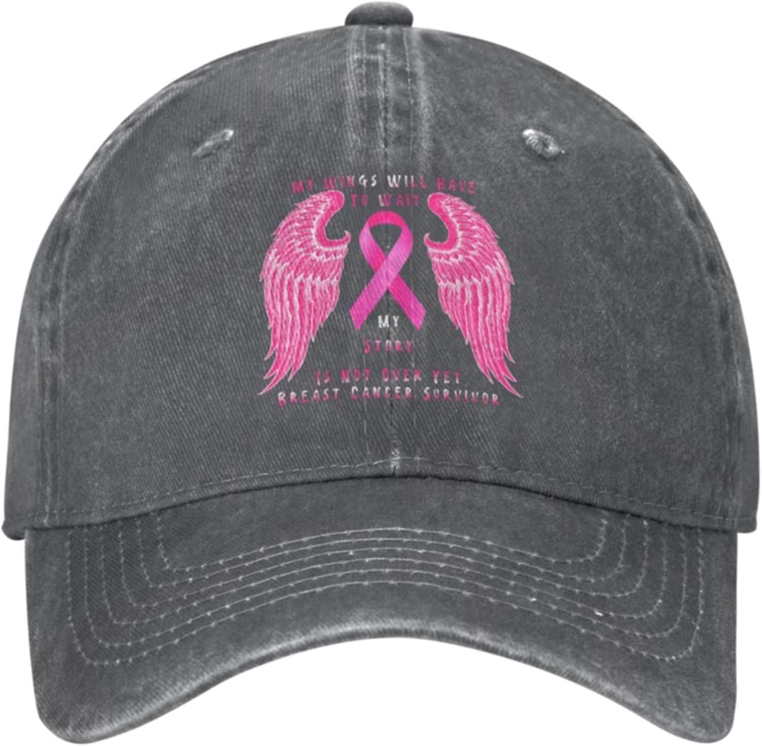 Kerota My Wings Will Have To Wait My Story Is Not Over Yet Breast Cancer Survivor Retro Sports Denim Cap color984