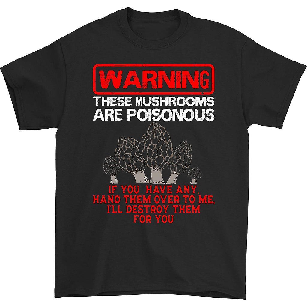 HISHARK Warning these mushrooms are poisonous t-shirt Black L