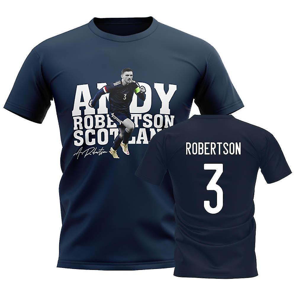 UKSoccerShop Andy Robertson Scotland Player Tee (Navy) Medium (38-40 inch)