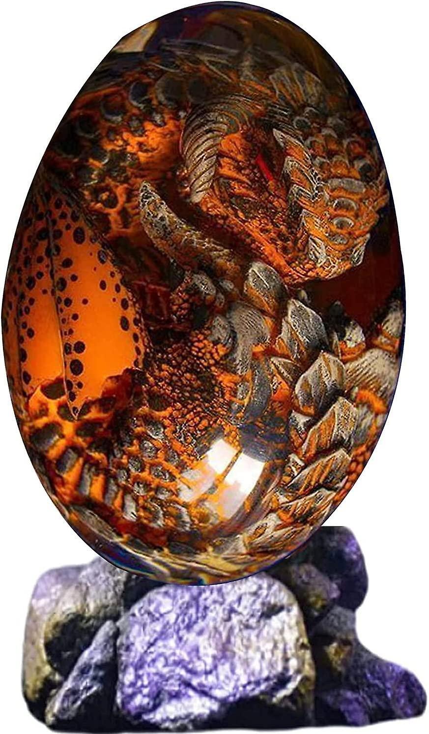 unbrand Orange With Base Lava Dragon Egg Ornaments, Crystal Transparent Resin Dragon Egg,Handmade Sculpture