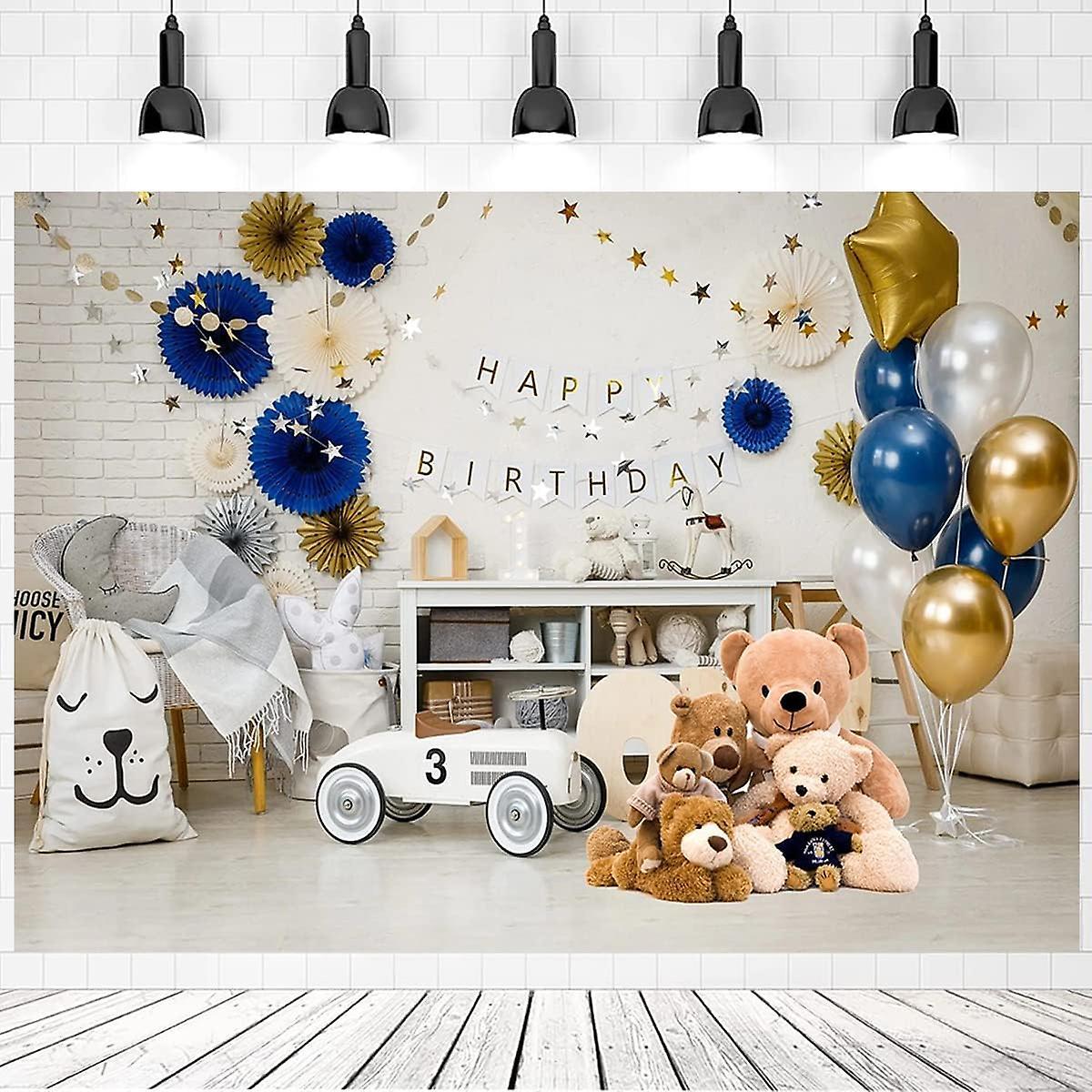 Heyone First Birthday Balloons Gifts Decor Baby Boy Girl 1st Bday Photography Backdrop Cake Smash Backdrop Banner Bear Baby Shower Backdrop Twinkle...