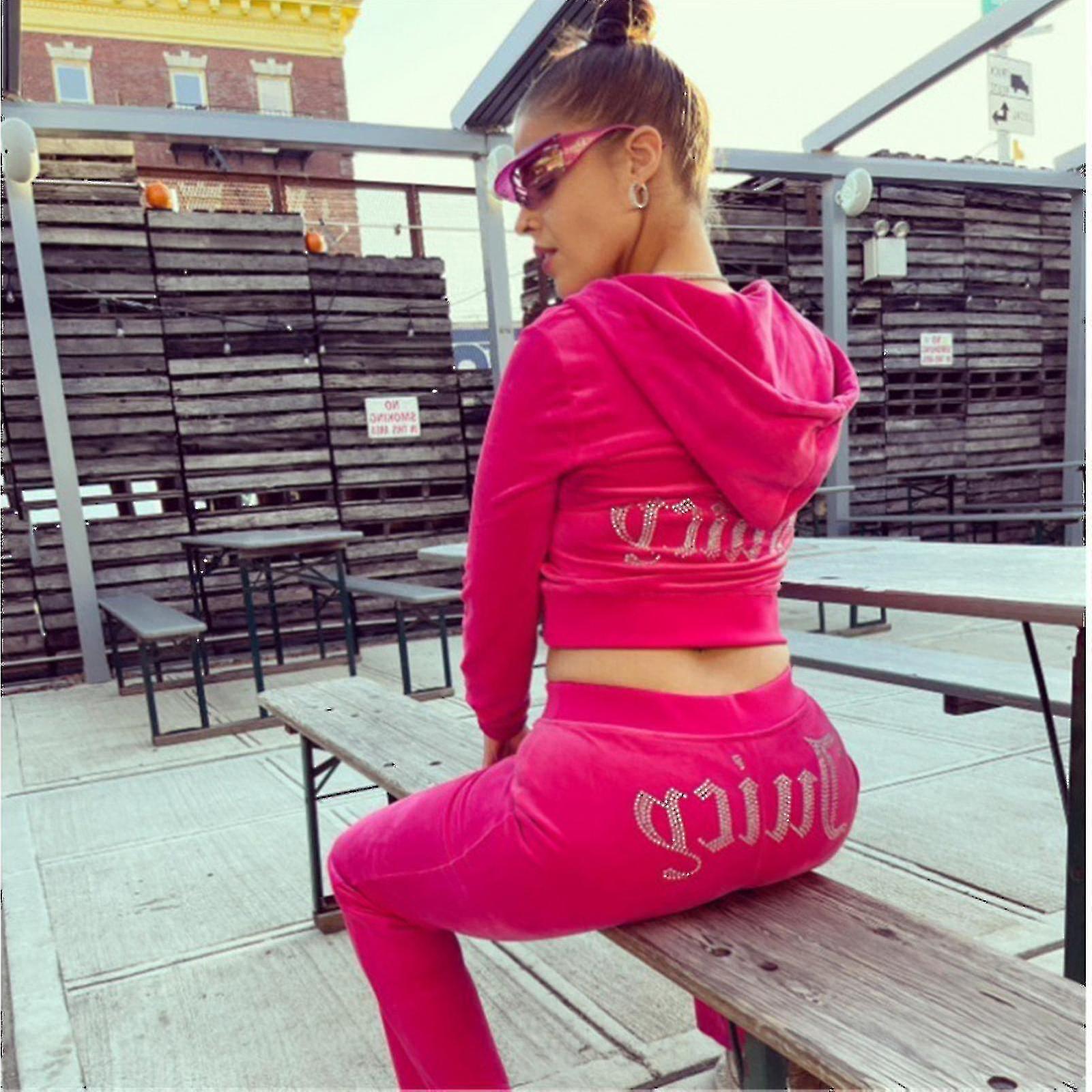 Yijin Women Juicy Tracksuit Couture Tracksuit Two Piece Set Couture Sweatsuits Noir S