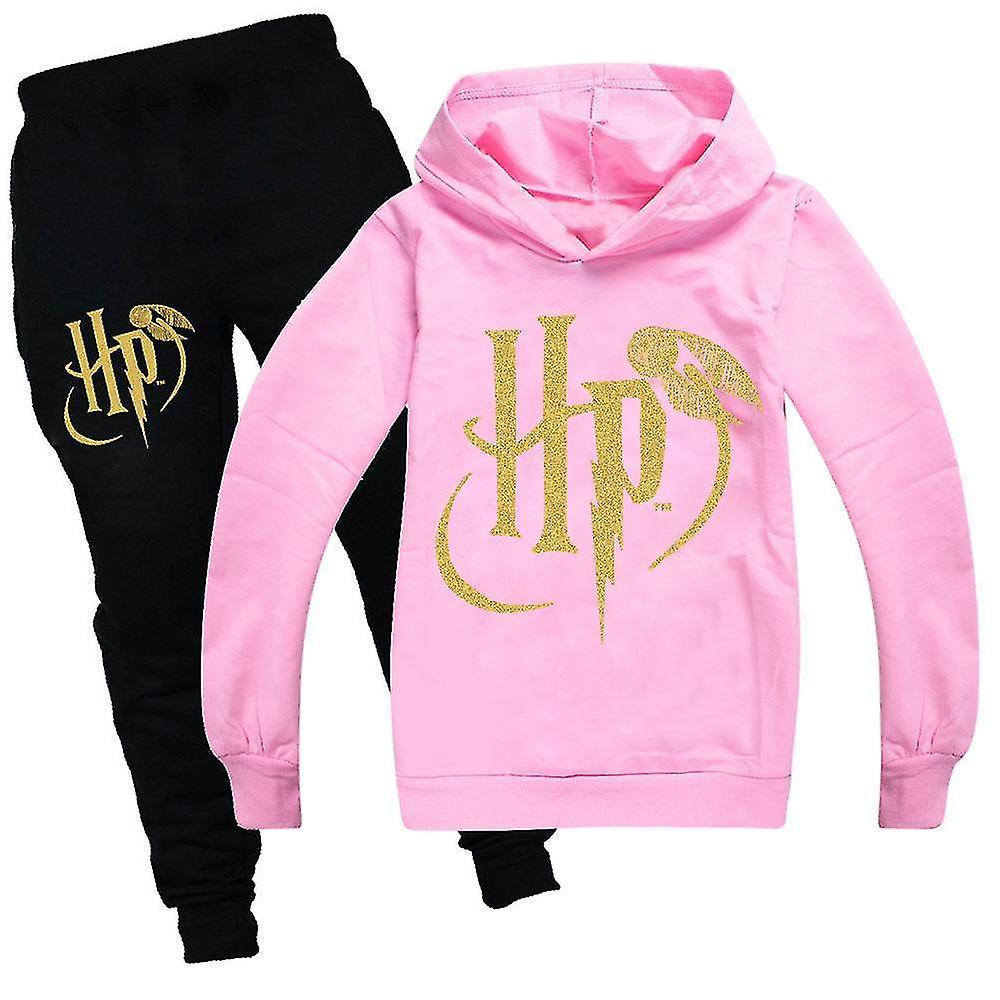 Jnnjv Kids Boys Girls Harry Potter Pullover Hoodies Sweatpants 2 Pcs Outfit Set Jogging Sweatshirt Tracksuit Set For 7-14 Years Pink 11-12Years