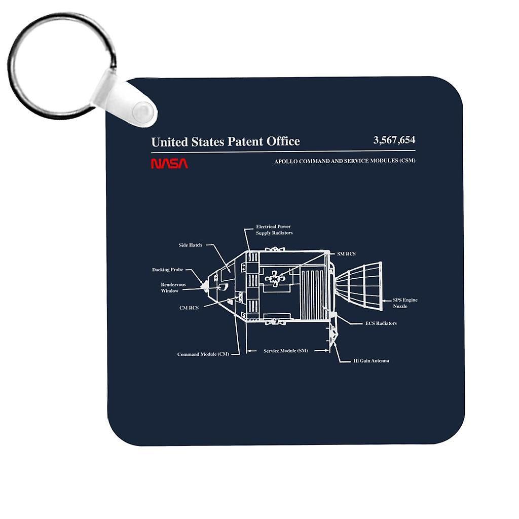 NASA Apollo Command Service Modules Blueprint Keyring Navy Blue 5cm x 5cm