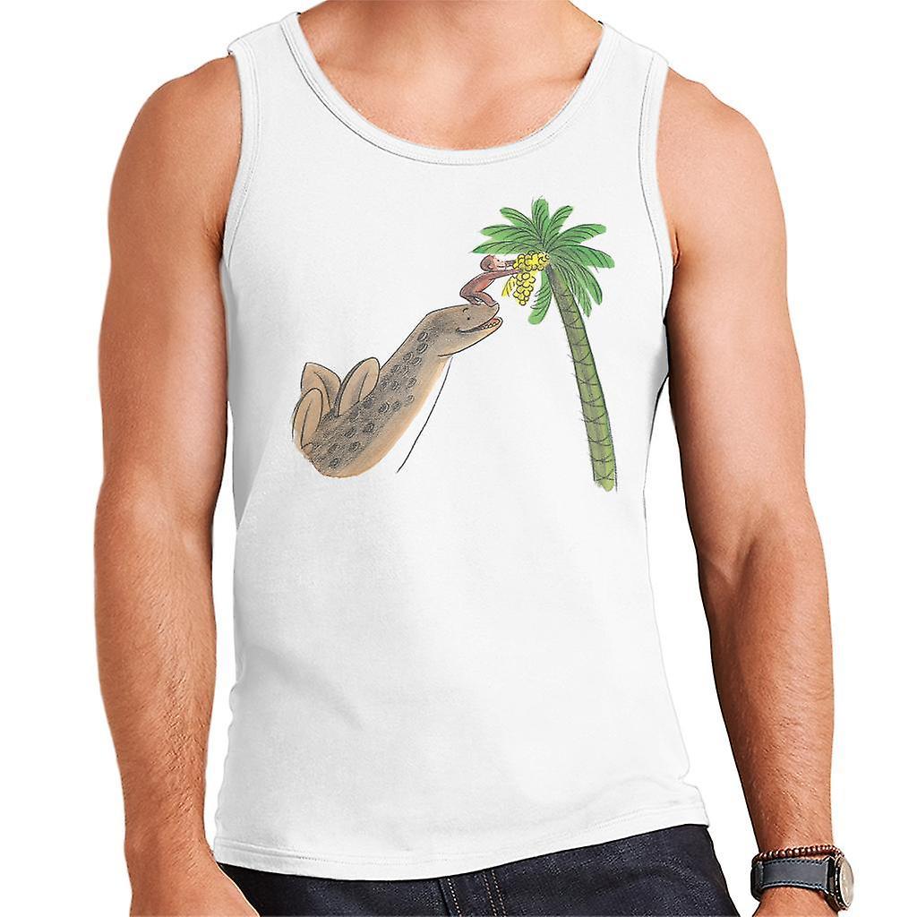 Curious George Dinosaur Palm Tree Men's Vest White Large