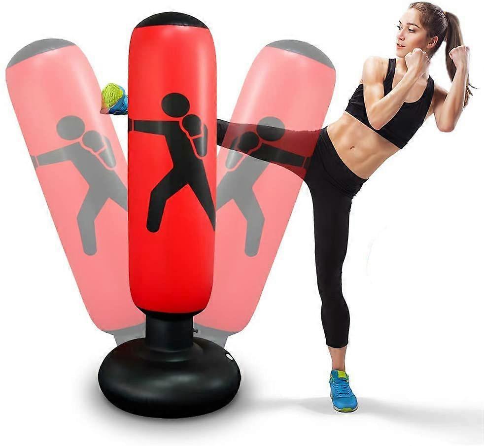 Boxing Pillar Inflatable punching bag 160 cm free-standing punching bag for children-Red