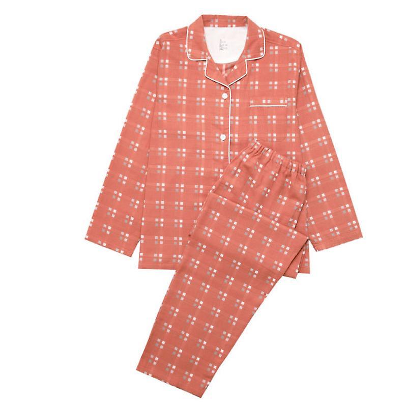 Mimigo Women Pajamas Women's Lightweight Button Down Pajama Set Long Sleeve 100% Cotton Red XL