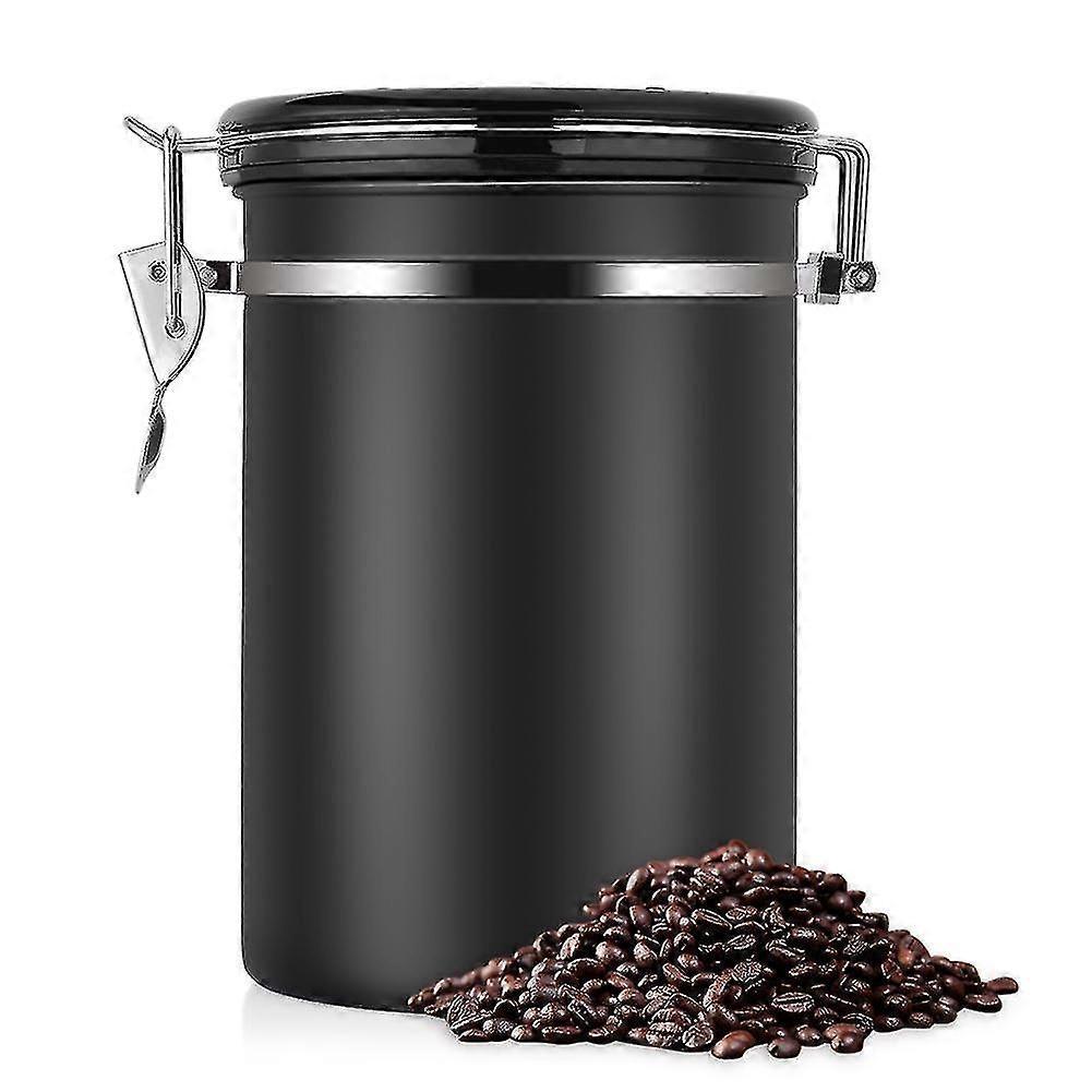 Zhenv Coffee Container Large Airtight Stainless Steel Black Kitchen Storage Canister