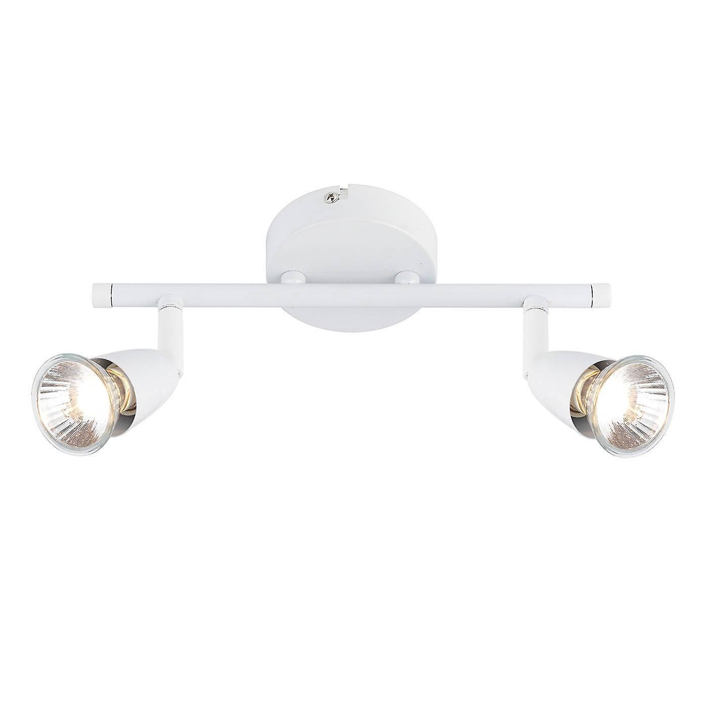 Endon Lighting Amalfi 2 Light Adjustable Spotlight Gloss White, GU10