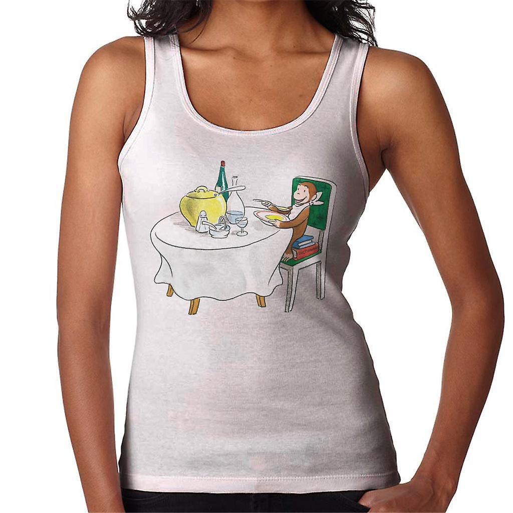 Curious George Eating A Fancy Meal Women's Vest White Large