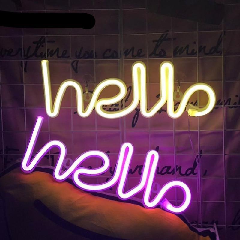 Slowmoose Hello Led Neon Light Sign Letters Hello Warm