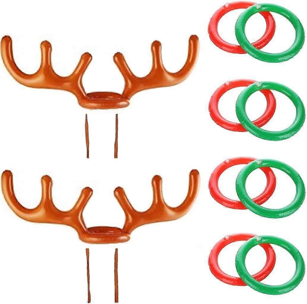 Szyy Christmas Inflatable Ring Toss Game Reindeer Antler Ring Toss Game Christmas Festival Toss Game Party Game