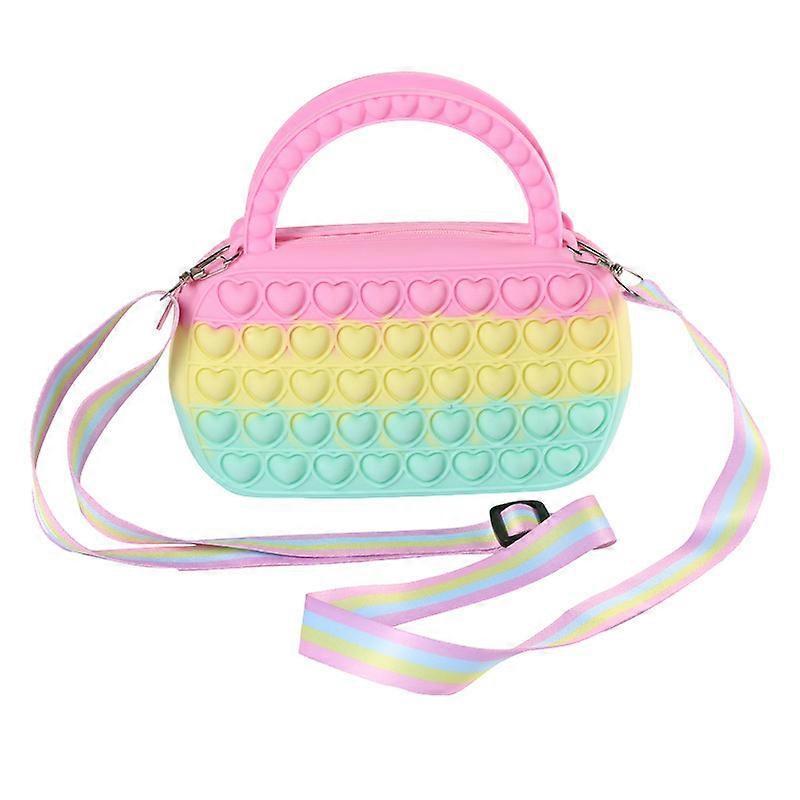 Wjiaer Pop Fidget Purse Shoulder Bag Push it Bubble Sensory Crossbody Bags Poppet Handbag for Girls Fidget Popper Toy for Kids Party Gifts macaron