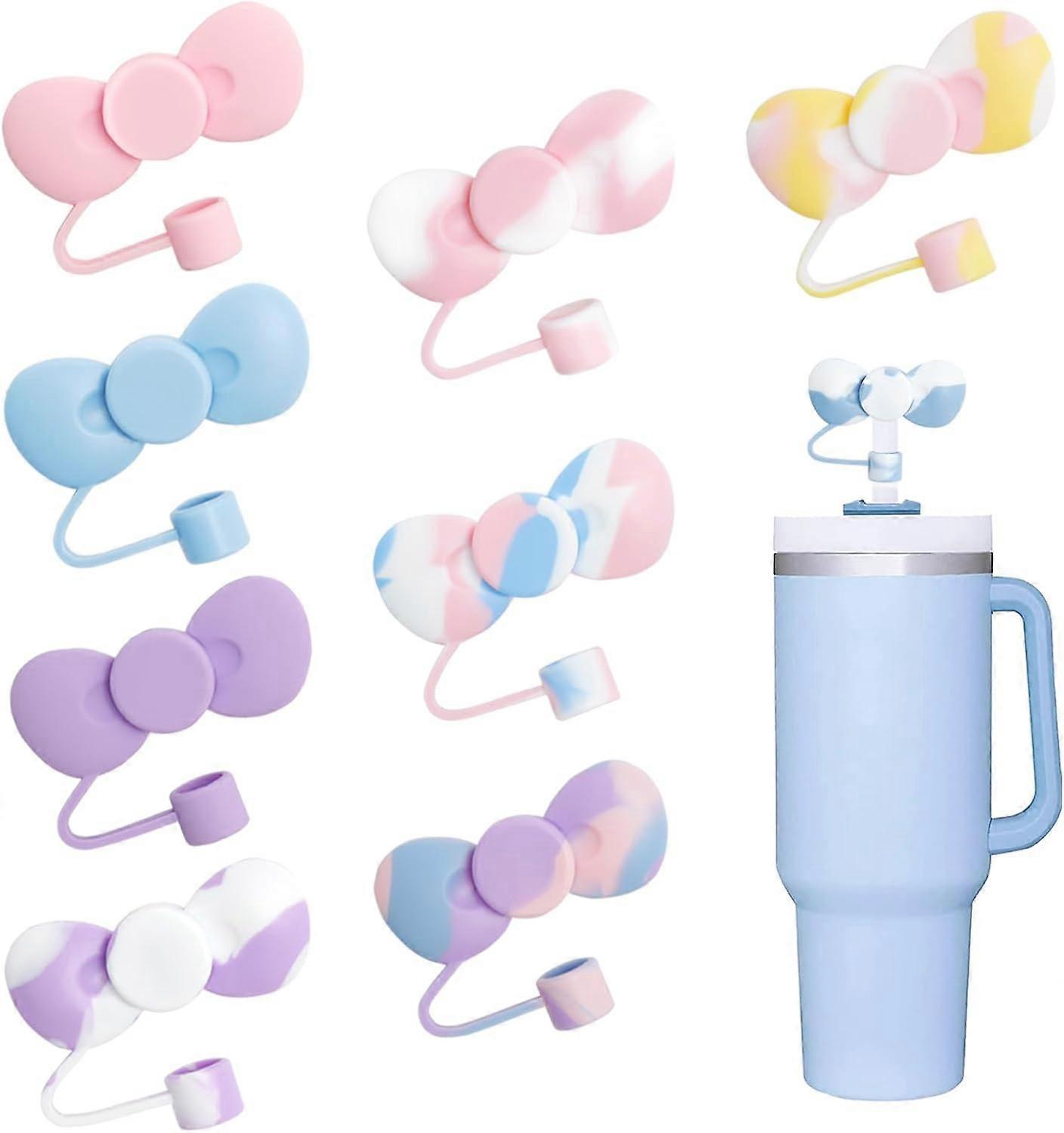 Heyone 9 pcs Cute Bow Straw Covers Cap Toppers Compatible with Stanley 30&40 oz Tumbler Cups,Reusable Cute Silicone Straw Tips Lids Protectors for ...