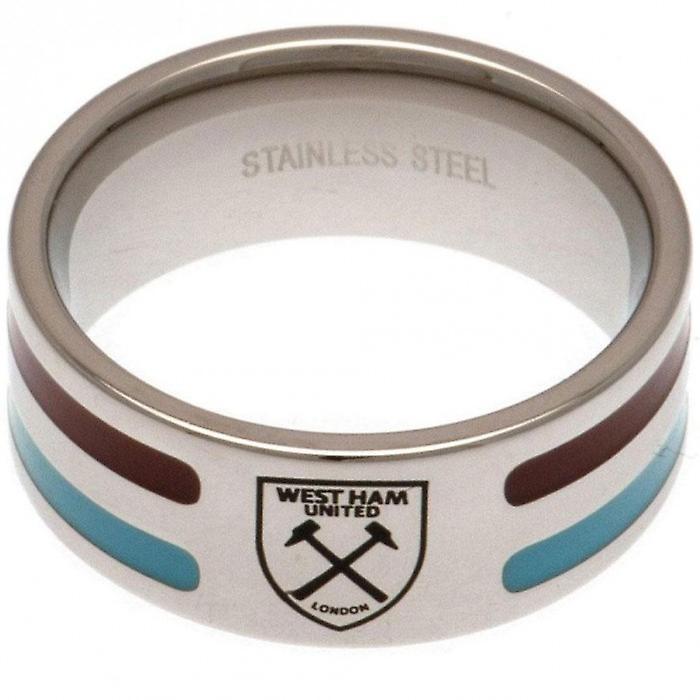 West Ham United FC Colour Stripe Ring Silver/Claret/Blue Large