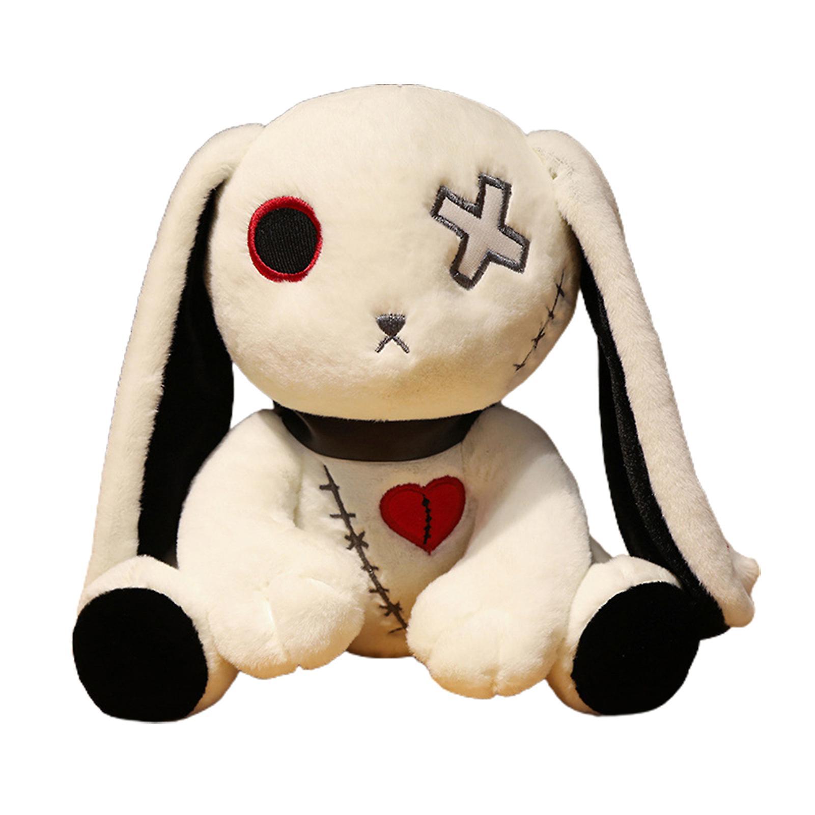 Haloppe 25/30cm Rabbit Plush Toy Dark Series Gothic Rock Style Long Ears Bunny Doll Plushies Ornament Photo Prop Soft Stuffed Animal Doll Toy s Whi...