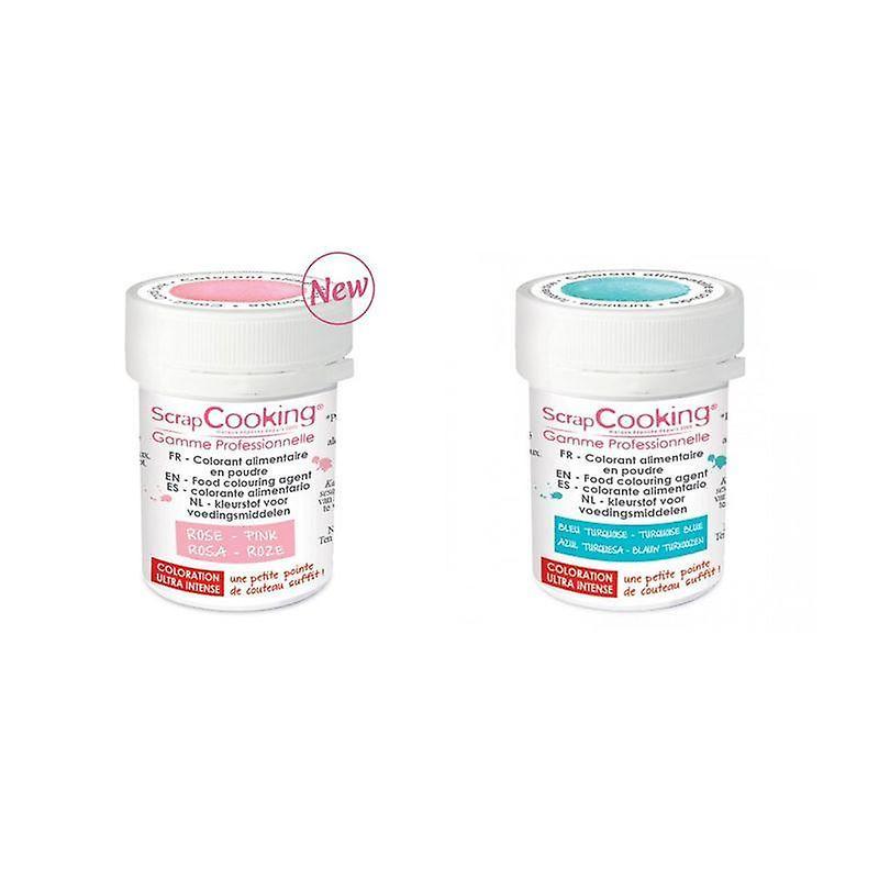 ScrapCooking 2 powdered food colorings - blush pink-turquoise