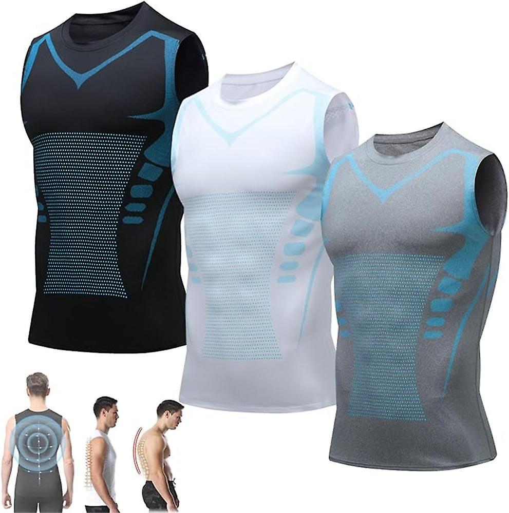 Jielin Menionic Tourmaline Posture Corrector Vest, Menionic Tourmaline Posturecorrector Vest,posture Corrector Men 3PCS MIX B XL